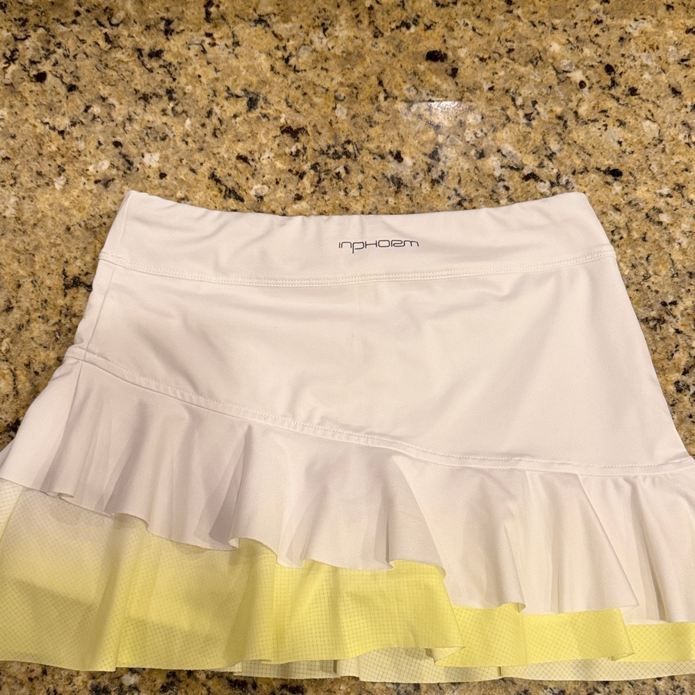 InPhorm White and Yellow Pickleball/Tennis Skirt - Picture 2 of 3